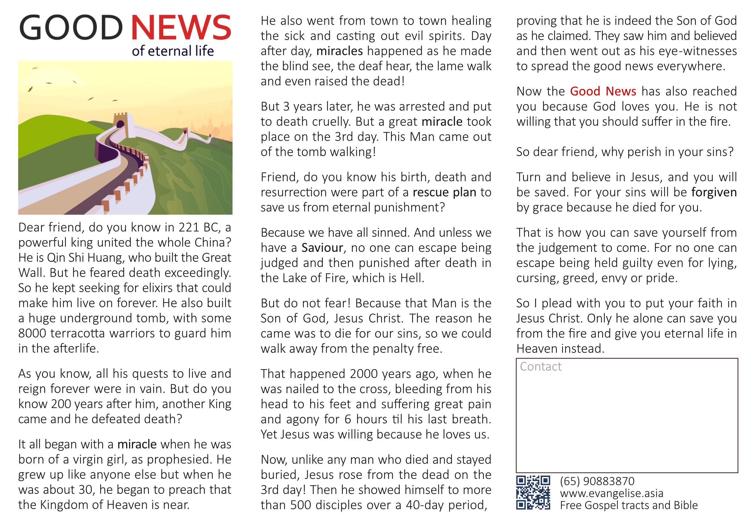 Gospel tract - Good news of everlasting life