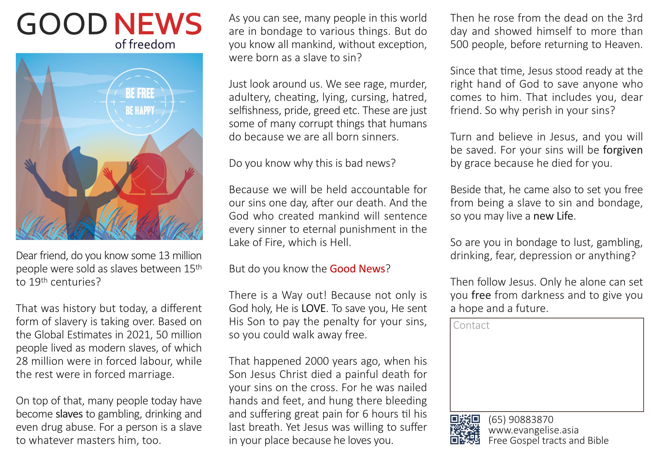 Gospel tract - Good news of freedom
