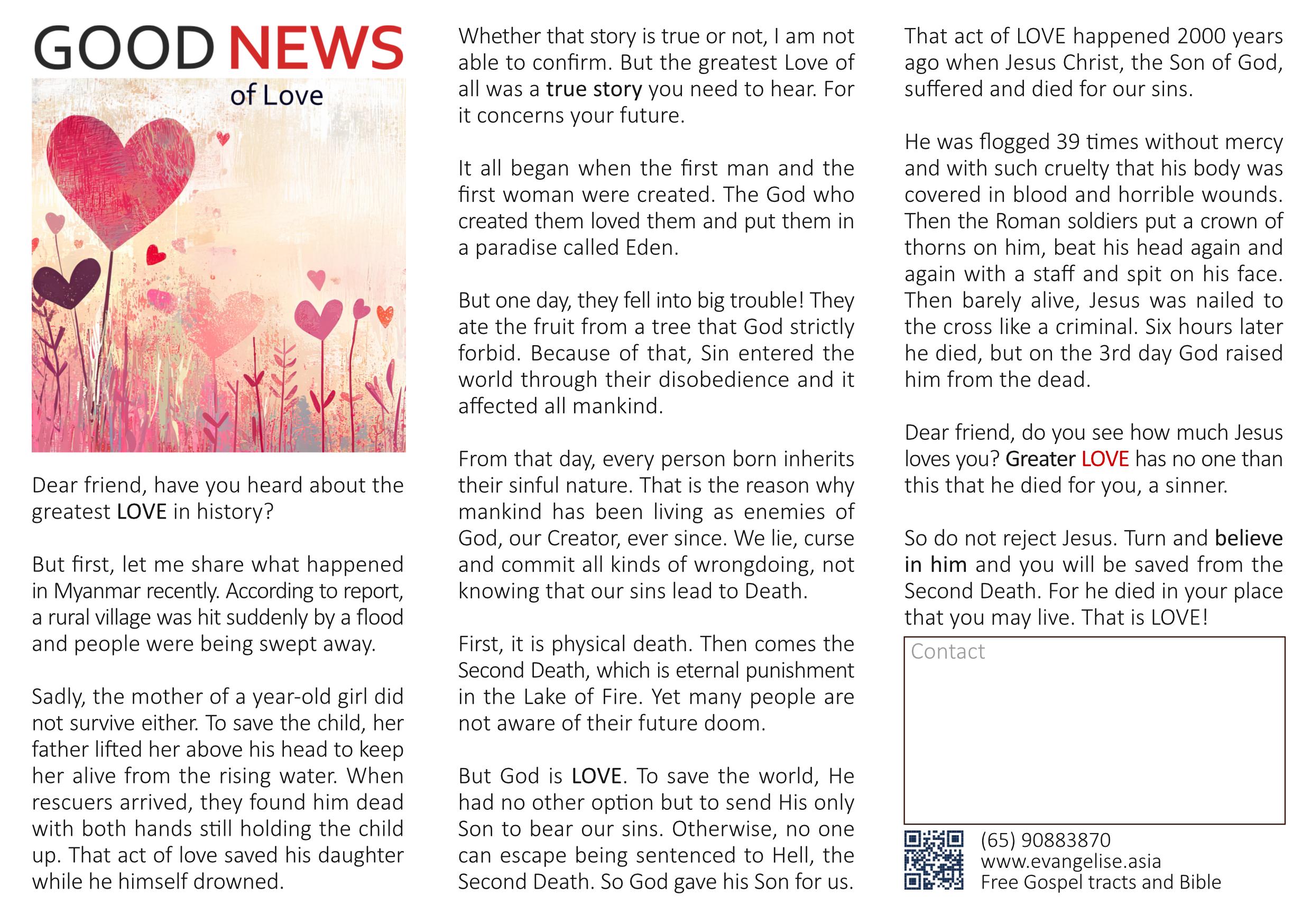 Gospel tract - Good news of love